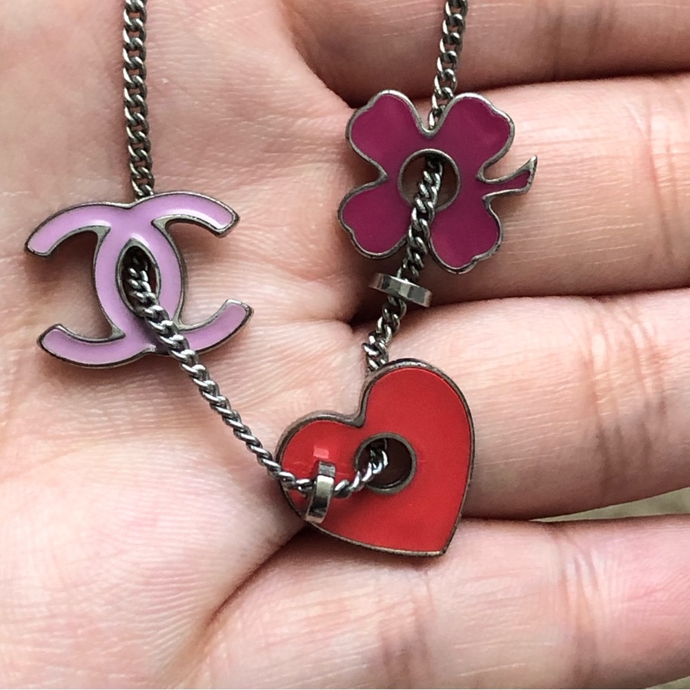 Authentic Chanel Vintage CC Clover/Heart Bracelet & Necklace (2pc set) - Picture 11 of 13